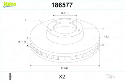 Precio Rebajado Disco de freno VALEO 186577