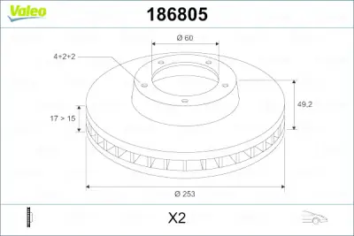 Disco de freno VALEO 186805 Oferta Flash