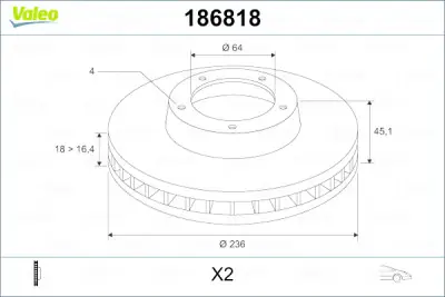 Oferta Disco de freno VALEO 186818