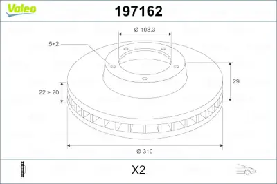 Disco de freno VALEO 197162 Oferta Especial