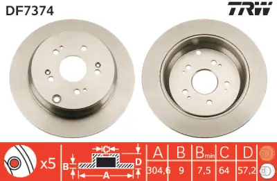 Juego de discos de freno TRW DF7374 TRW DF7374 Precio De Oferta