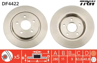 Oferta Flash Juego de discos de freno TRW DF4422 TRW DF4422 (Sustituye a DF4425)