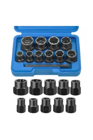 Precio De Oferta Juego de vasos para quitar tuercas y tornillos dañados, redondos, oxidados y tornillos antirrobo (Vasos Twist), 11 piezas