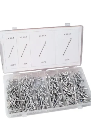 Surtido de 400 remaches ciegos de aluminio para remachadora 2.4 a 4.8mm Descuento