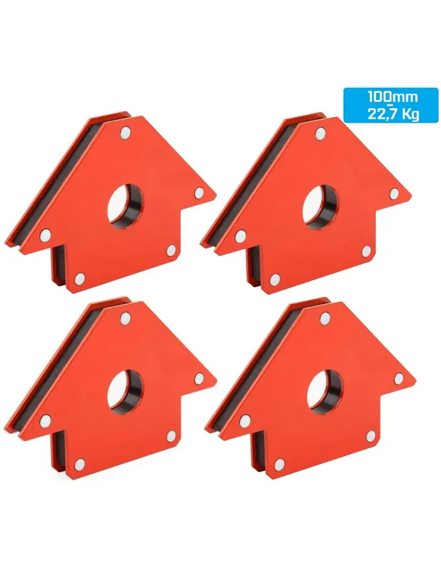 Juego de 4 escuadra Magnetica Para Soldar angulos de 45, 90 y 135 grados, 100mm - 23kg Promoción Exclusiva