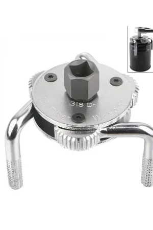 Marca Reconocida Llave para filtro de aceite 3 garras 75 - 140 mm con adaptadores 3/8" y 1/2" universal