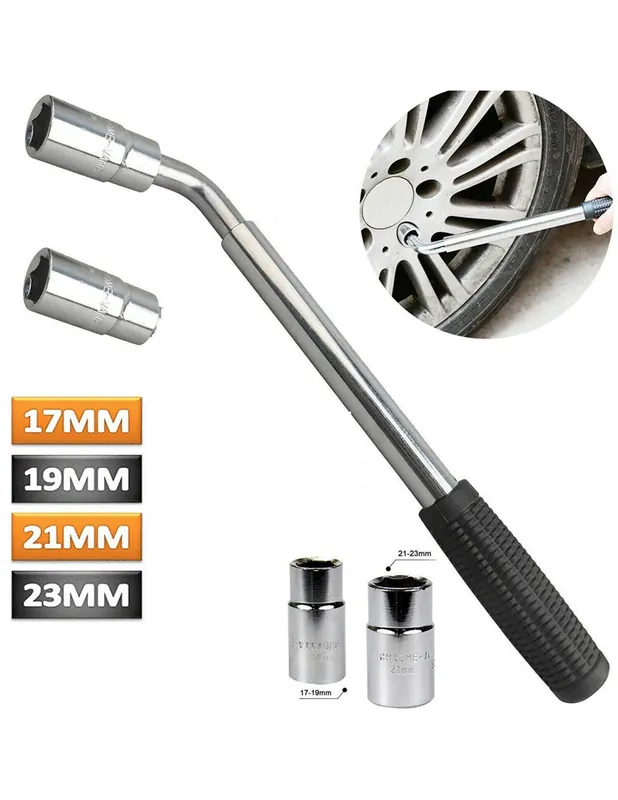 Llave extensible para ruedas de coche en "L" vasos reversibles 17 19 21 23 mm Envío Inmediato