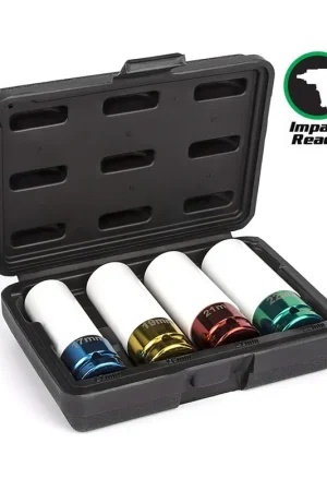 JUEGO 4 Vasos de impacto 1/2" PARA LLANTAS DE ALUMINIO CROMO MOLIBDENO Envío Internacional