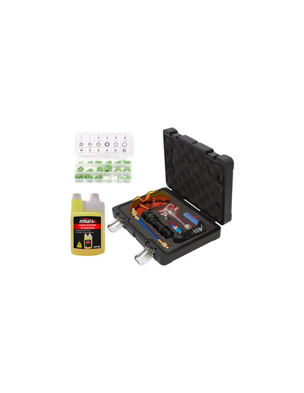 Kit de herramientas Deteccion de fugas de sistema de aire acondicionado ACC + Líquido detector + juntas tóricas 225 piezas Marca Reconocida