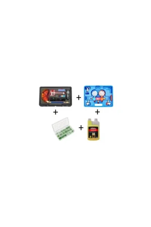 Artesanal Kit reparar aire acondicionado Manometro GAS R410A R22 R134A R404A, Detector fugas + Juntas toricas AC + Liquido detector fugas