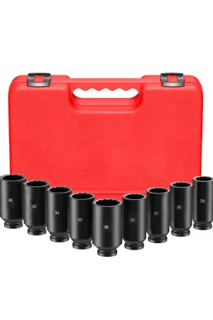 Oferta Limitada Juego De Vasos De Impacto 1/2" 12 Caras Para Transmisiones y bujes 29, 30, 31, 32, 33, 34, 35, 36 y 38mm, 9 unidades