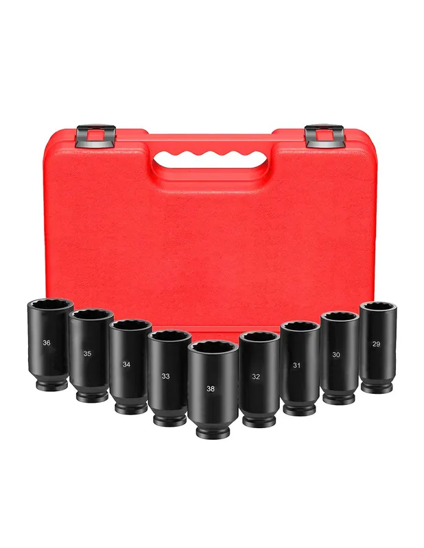 Oferta Limitada Juego De Vasos De Impacto 1/2" 12 Caras Para Transmisiones y bujes 29, 30, 31, 32, 33, 34, 35, 36 y 38mm, 9 unidades