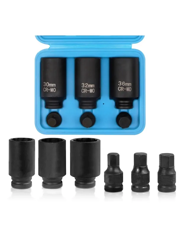 JUEGO DE VASOS 12 CARAS Y PUNTAS PARA BUJES 6 PIEZAS Económico