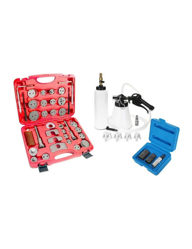 Promoción Exclusiva Kit herramientas para frenos reposicionador de pistones de frenos 35 piezas, sangrador frenos, vasos pentagonales frenos