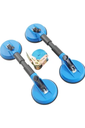 De Moda Juego de 2 Ventosa doble con correa de carga para levantar cristal, parabrisas y sacar abolladuras, Hasta 200 KG (80kg/unidad)