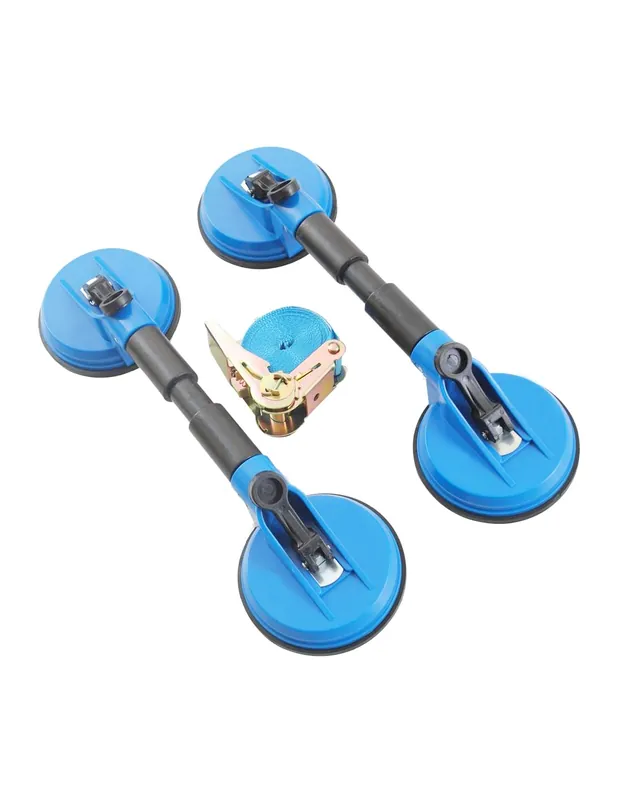 De Moda Juego de 2 Ventosa doble con correa de carga para levantar cristal, parabrisas y sacar abolladuras, Hasta 200 KG (80kg/unidad)