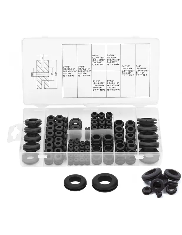 Disponible Ahora SURTIDO DE PASAMUROS / PASACABLES DE GOMA 6mm a 25mm 180 PIEZAS