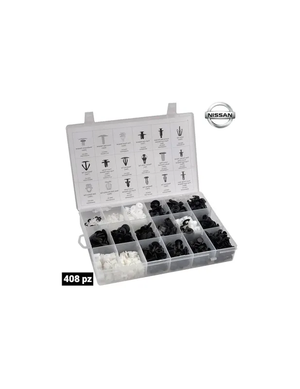 Surtido de grapas y clips para carrocería nissan, 408 piezas Edición Limitada