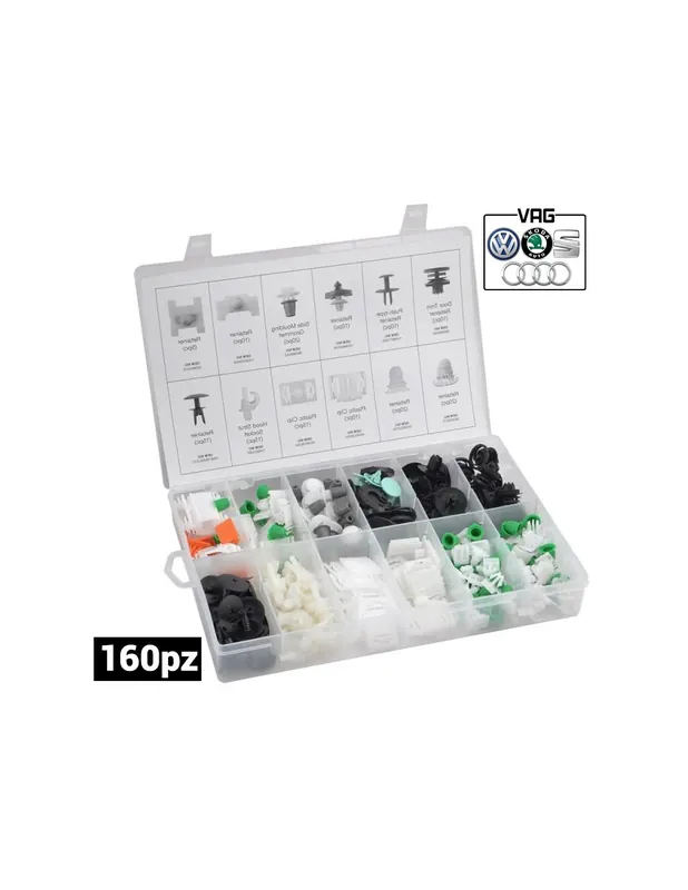 Surtido grapas y clips para carrocería audi, skoda, volkswagen, seat (VAG) 160 piezas Máxima Calidad