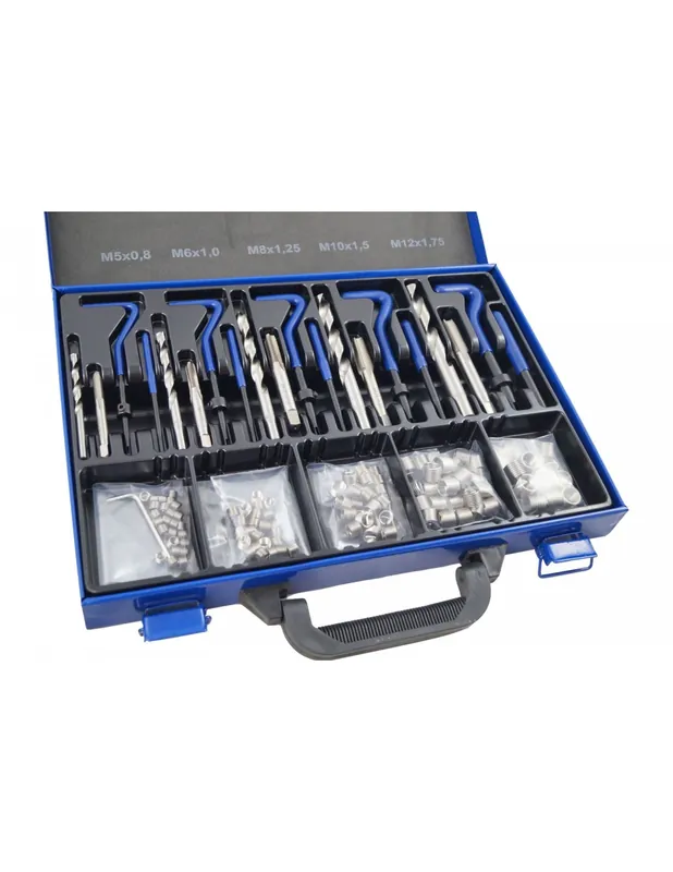 KIT COMPLETO DE REPARACION DE ROSCAS HELICOIL M5, M6, M8, M10, M12 131 PIEZAS Auténtico
