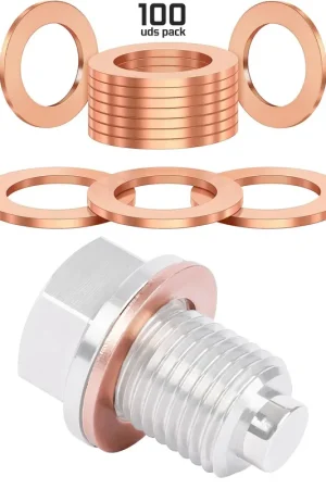 Juego de ARANDELAS de cobre para tapon de carter de 16mm de diametro, 100 unidades Solo Hoy