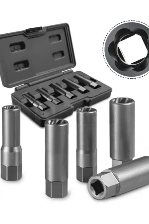 Juego de vasos LARGOS para quitar tuercas y tornillos dañados y tornillos antirrobo ( Vasos Twist ), 5 piezas Económico