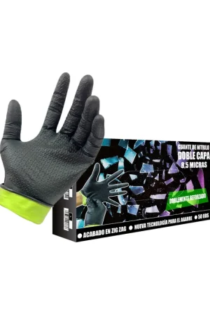 Stock Limitado Guantes de Nitrilo DOBLE CAPA EXTRA GRIP ULTRA resistentes Reutilizables 8,5 micras / 10 gramos, pack de 50