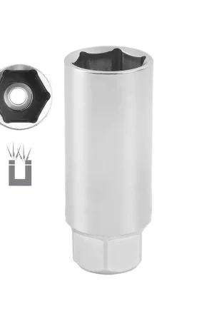Marca Reconocida Llave de vaso 1/2" para bujia 6 caras, 21 mm con goma e iman