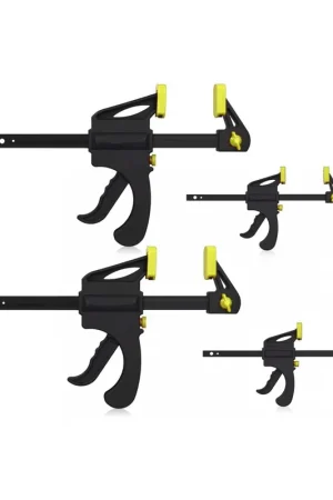 Sargentos de barra con ajuste rapido 100 mm para carpinteria TUV GS, 4 piezas Moderno