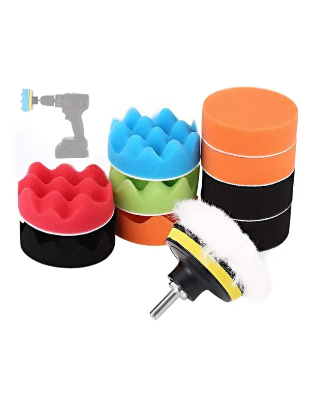 Kit de esponjas y almohadillas para pulir coche con acople para taladro, 12 piezas Profesional