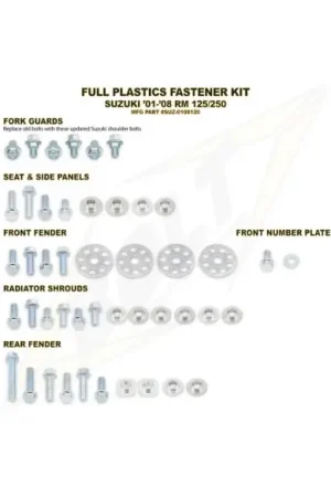 Tendencia KIT TORNILLERIA BOLT SUJECCION DE PLASTICOS SUZUKI RM 125/250 01-08