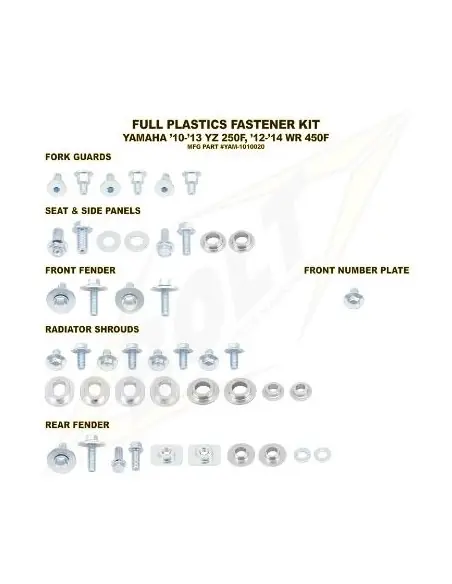 KIT TORNILLERIA BOLT SUJECCION DE PLASTICOS YAMAHA YZ 250F 10-13 WR 450F 12-18 Envío Internacional