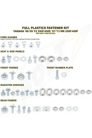 Alta Calidad KIT TORNILLERIA BOLT SUJECCION DE PLASTICOS YAMAHA YZ 250F/450F 06-09 WR 250F 07-13 WR 450F 07-11