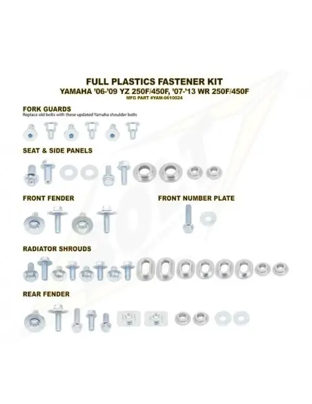 Alta Calidad KIT TORNILLERIA BOLT SUJECCION DE PLASTICOS YAMAHA YZ 250F/450F 06-09 WR 250F 07-13 WR 450F 07-11