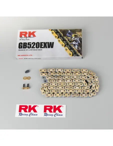 Envío Gratis CADENA RK 520 EXW RETENES SUPER REFORZADA ORO 118 PASOS - ENGANCHE REMACHE